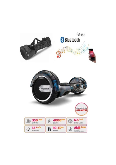 Elektrikli Kaykay Scooter Akıllı Denge Hoverboard + Hoverkart + Çanta Full Ledli Extrem Paket D18