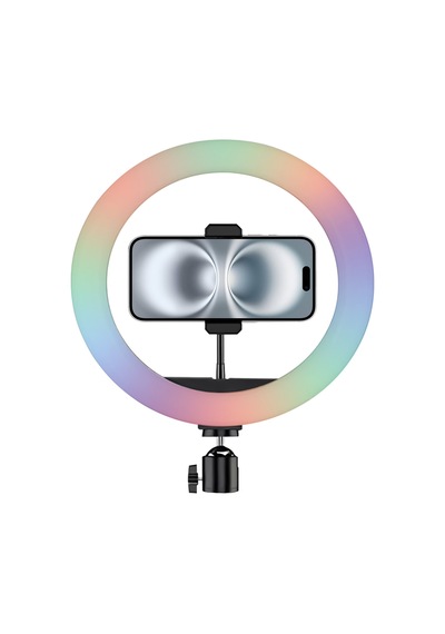 Rgb Renkli Led Halka Işık 33 Cm Ring Light Telefon Tutuculu Canlı Yayın Seti