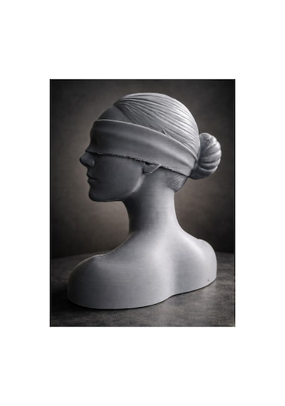 Gözü Bağlı Kadın Büstü Heykel 17 Cm - 3d Yazıcı Baskı Dekoratif Biblo