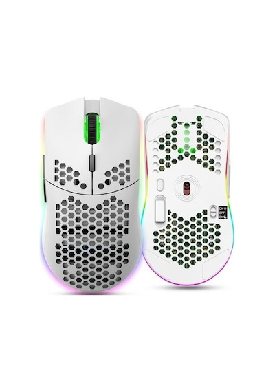 Valkyrie Kablosuz Petek Tasarım Şarjlı Gaming Mouse Rgb Aydınlatmalı 3200 Dpı Ultra Hafif Beyaz -