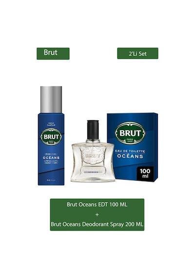 Brut Oceans Erkek Parfüm EDT 100 ML + Sprey Deodorant 200 ML