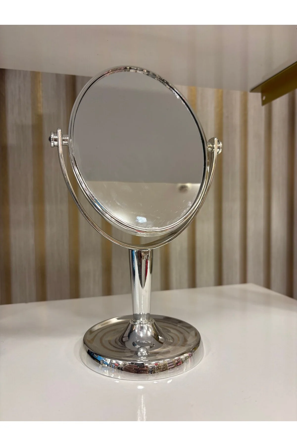 Oval Makyaj Aynası Açık Bej