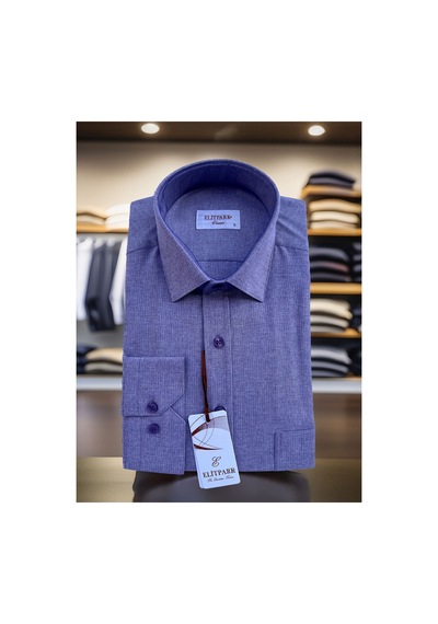 Elitpark Modern Essential Düz Pamuklu Cepli Erkek Gömlek Lila