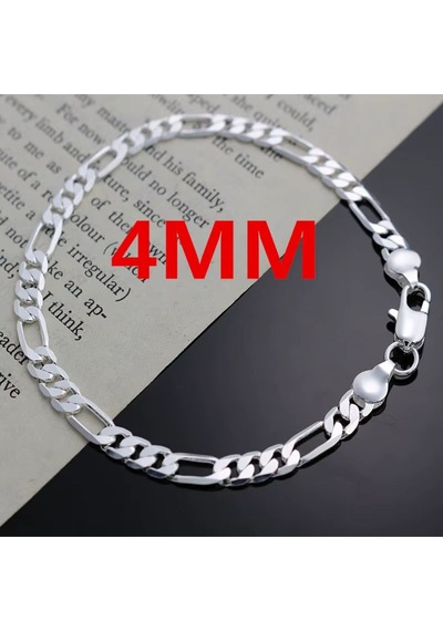 Erkek Kadın Unisex Figaro 6mm Gümüş Kaplama Zincir Bileklik Künye Hediyelik Çok Renkli
