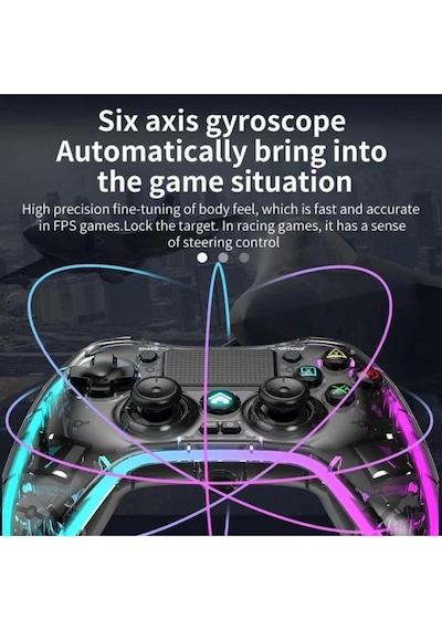 Leons Rgb Gamepad Oyun Kolu Şeffaf 1000 Mah Kablosuz Ps3-ps4-tv-pc-ios Uyumlu Wirelles