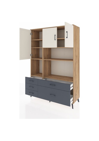 Hyperion Dolap 8 Raflı 5 Çekmeceli 3 Kapaklı 132x44x195 Çam-aytaşı/antrasit Aytası/antrasıt Hyperion Dolap 8 Raflı 5 Çekmeceli 3 Kapaklı 132x44x195 Çam-aytaşı/antrasit Aytası/antrasıt