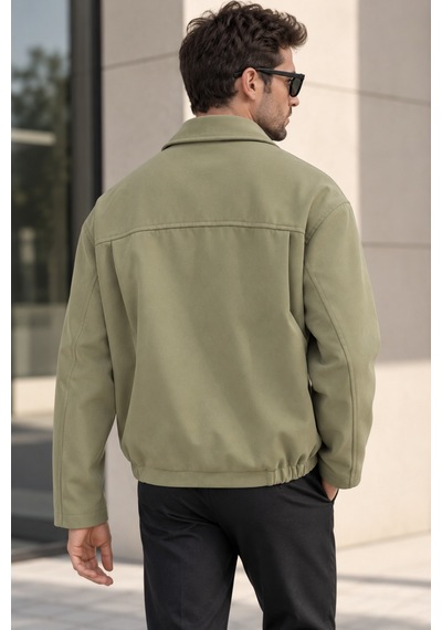 Polo State Erkek Astarlı Fermuarlı Lastik Bel Regular Fit Ceket - Haki