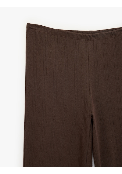 Koton Beli Lastikli Dokulu Uzun Pijama Altı Kahverengi 7wlk40111mk Kahve