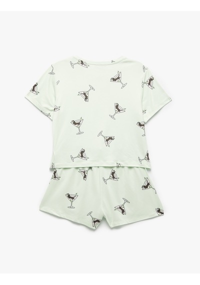 Koton Köpek Baskılı Kısa Kollu Bisiklet Yaka Şortlu Pijama Takımı Yeşil Desenli 5slk40138mk Yeşil Desenli Koton Köpek Baskılı Kısa Kollu Bisiklet Yaka Şortlu Pijama Takımı Yeşil Desenli 5slk40138mk Yeşil Desenli