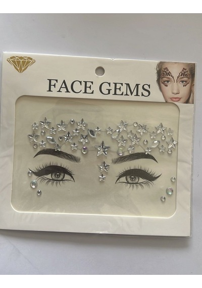 Face Gems Yüz Süsleme Taşı Vücut Kristali Model 16 Beyaz