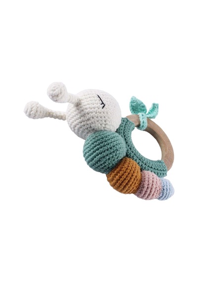 Amigurumi Renkli Tırtıllı Çıngıraklı Diş Kaşıyıcı Çok Renkli