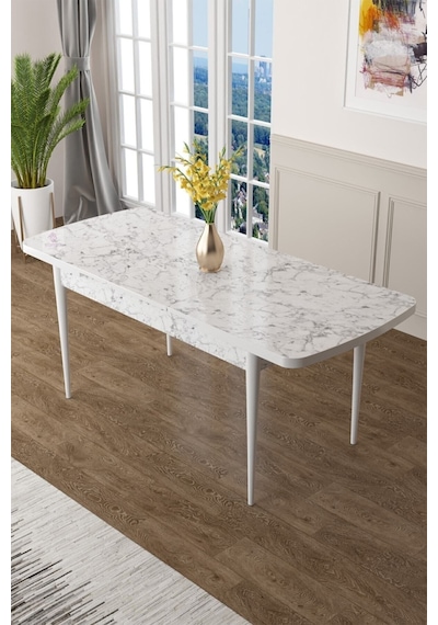 Canisa Concept Zen Serisi 80x132 Mdf Açılabilir Beyaz Mermer Desen Masa Takımı Ve 8 Mor Sandalye Masa Beyaz/sandalyeler Mor Canisa Concept Zen Serisi 80x132 Mdf Açılabilir Beyaz Mermer Desen Masa Takımı Ve 8 Mor Sandalye Masa Beyaz/sandalyeler Mor