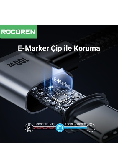 100w Type-c To Type-c 90 Örgülü Pd Hızlı Şarj Ve Data Kablosu 2 Metre Diğer
