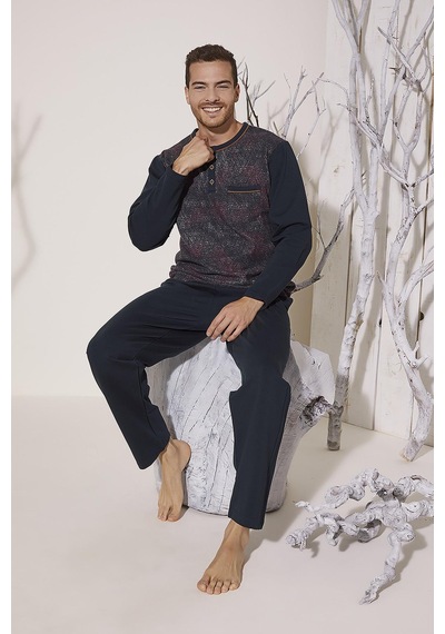 Kly 8026 Erkek Yaka Reçme Pijama Takım 001
