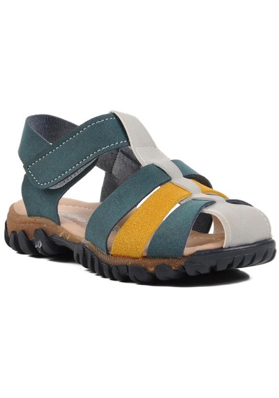 Ayakmod Şng 210111-p Lacivert Nubuk-sarı Erkek Çocuk Sandalet 001