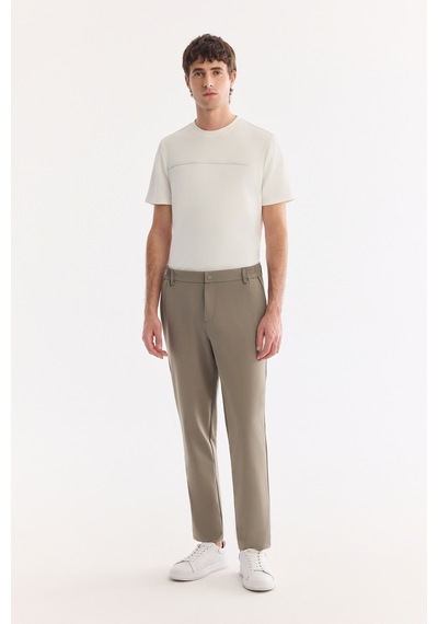 Avva Erkek Haki Yanı Lastikli Kırışmaz Teknik Kumaş Slim Fit Chino Pantolon A61y3077