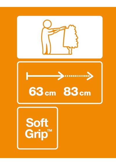 Teleskopik Çit Budama Makinesi, Softgrip Saplar, Yüksek Kaliteli Çelik Bıçaklar, Uzunluk: 63-83 Cm, Siyah/turuncu,
