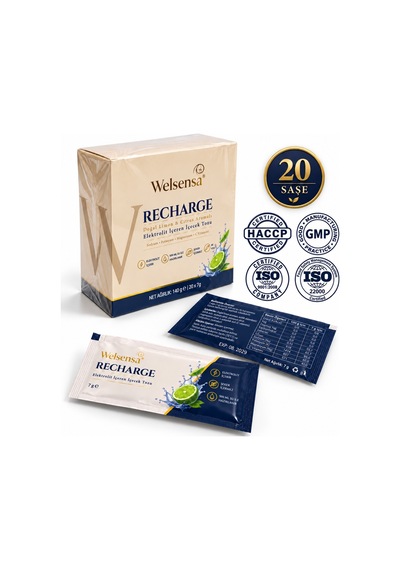 Welsensa Recharge 20 Saşe Elektrolit İçeren İçecek Tozu Doğal Limon & Citrus Aromalı 1 Adet