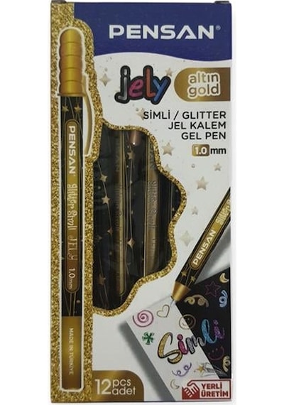 Pensan Jel Kalem 2800 Altın Jely Glitter Simli 12'li Paket Diğer