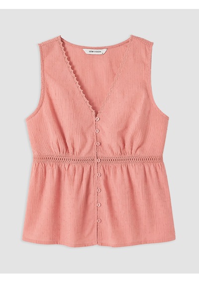 Lcw Vision Pembe V Yaka Dantel Detaylı Peplum Bluz