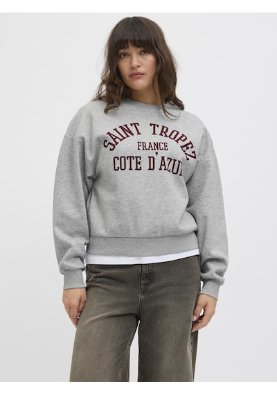 Jack & Jones Kadin Gögüs Baskili Relaxed Fit Sweatshirt - Merle - 12260608 Light Grey Melange Jack & Jones Kadin Gögüs Baskili Relaxed Fit Sweatshirt - Merle - 12260608 Light Grey Melange
