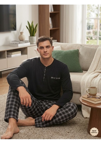 Miressa Pijama Takımı Erkek Uzun Siyah