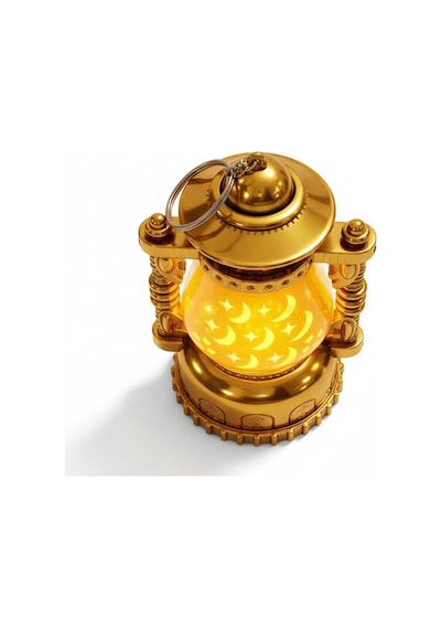 12 Cm X 8 Cm Pille Çalışan Hilal Ay Ve Yıldız Desenli Altın Renkli Lamba Led Sarı Işık,ramazan Ve Akşam Dekor İçin Mükemmel Seçim Ck-2 3 Adet - Sarı