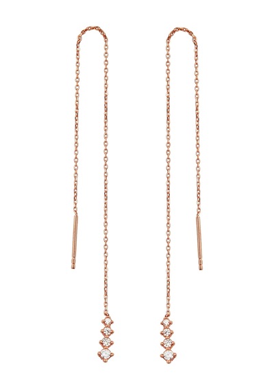 925 Ayar Gümüş Rose Işıltılı Zincir Küpe - 12036001 Rose Gold