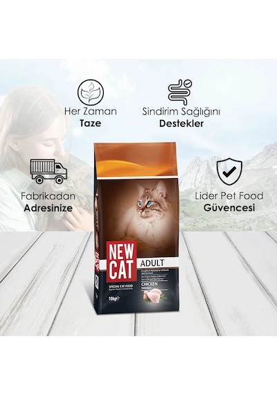 Newcat Tavuklu Yetişkin Kedi Maması 10 KG