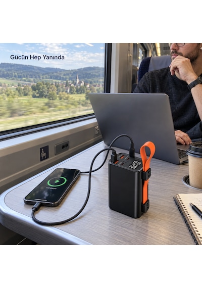 Powerbank 100w Hızlı Şarjlı 30.000 Mah Powerbank Çoklu Portlu Taşınabilir Şarj Cihazı-1756 Siyah