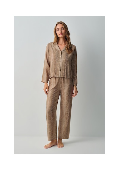 Suwen Wild Gömlek Yaka Pijama Takımı Wsh105101531464 Bambi Desenli