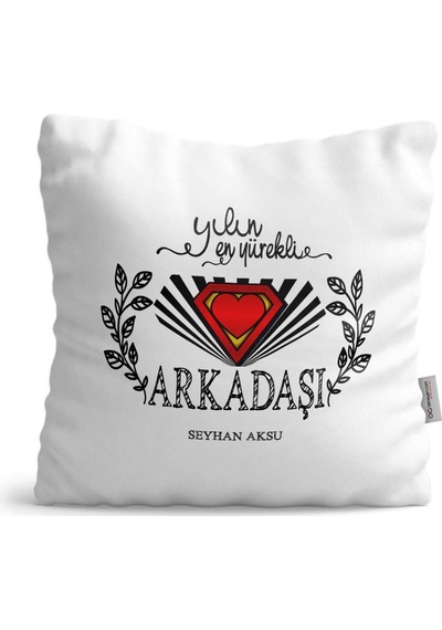 Kişiye Özel Yılın En Yürekli Arkadaşı Saten Yastık