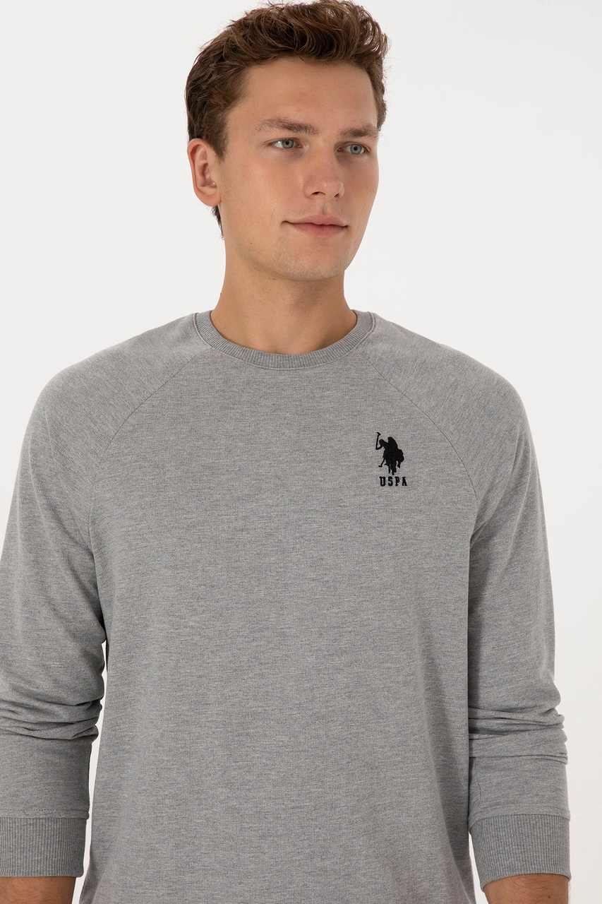 U.S. Polo Assn. Erkek Gri Melanj Basic Sweatshirt 50308103-VR086