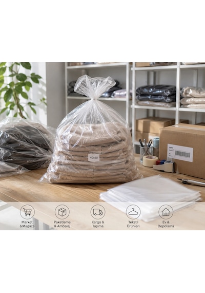 40x60 Büyük Boy Naylon Torba 5 Kg Paket Şeffaf Poşet Ambalaj Torbası