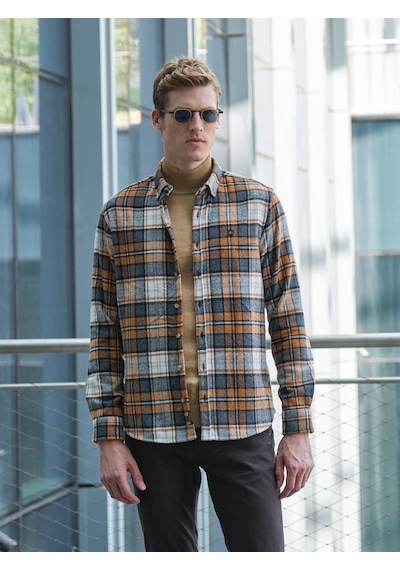 Camel Erkek Oduncu Gömlek Ön Cepli Slim Fit Gömlek Ncs Jeans 7217-camel Camel