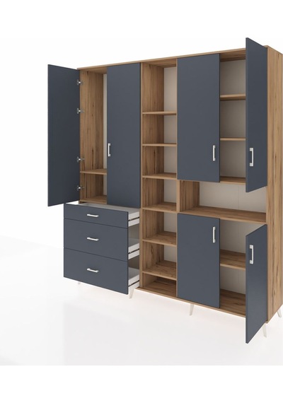 Hyperion Dolap 13 Raflı 3 Çekmeceli 6 Kapaklı 220x44x243 Çam-antrasit/antrasit Çok Renkli Hyperion Dolap 13 Raflı 3 Çekmeceli 6 Kapaklı 220x44x243 Çam-antrasit/antrasit Çok Renkli