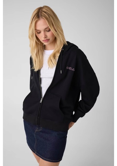 Guess Stras Taşlı Fermuarlı Siyah Kadın Sweatshirt W6yq10k3872