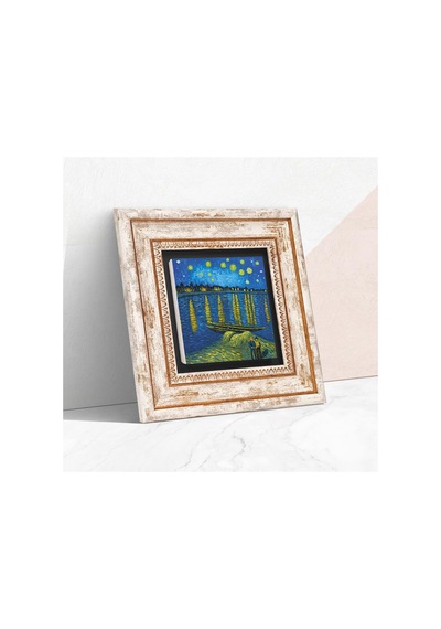 Lexroo Van Gogh Ren Nehri Nde Yıldızlı Bir Gece Taş Duvar Tablosu - Çerçeveli Taş Tablo Çok Renkli