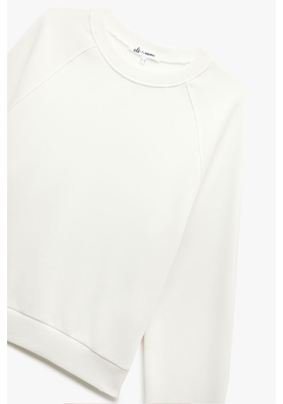 Koton Kadın Şardonlu Oversize Sweatshirt Ekru