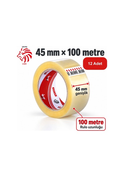 Vege Aslan Koli Bandı 45 Mm X 100 Mt 12 Li Paket Sentetik Kauçuk Tutkallı 12 Adet