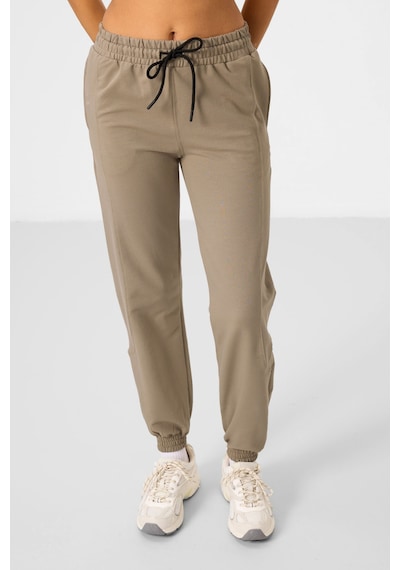Koyu Bej O Yaka Basic Oversize Kadın Eşofman Tunik Takım - 95347 Bej