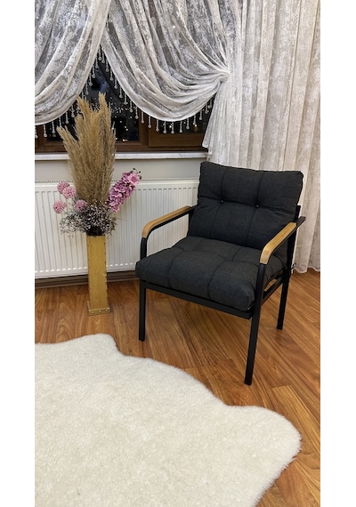 Modern Style Home Modern Avcılar Balkon, Bahçe, Cafe - Metal Kanepe Koltuk Takımı Tekli Antrasit Modernk042 Antrasit