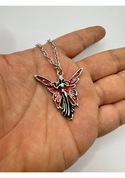 Kırmızı Peri Figürlü Unisex Kolye 60 Cm Zincirli Fantastik Ve Büyülü Tasarım Çok renkli