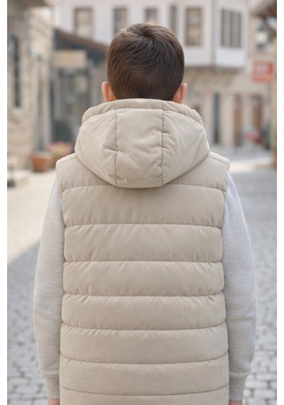 Pina Kids Erkek Çocuk Kapüşonlu Şişme Yelek Bej