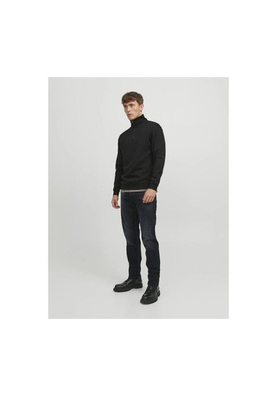 Jack & Jones Jack&jones 12250747 Jjebradley Sweat Half Zıp Black Erkek Sweatshirt Siyah