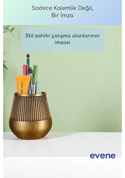 Kalemlik Masa Kalemliği Organizer Kalemlik Altın Eskitme Renk Model 88 Çok Renkli