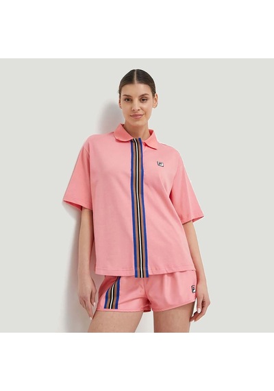 Pembe Fila Kadın Polo T-shirt Tape Detail Tw411141 Pembe