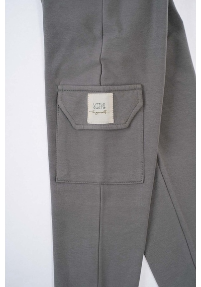 Little Gusto Gri Organik Pamuk Çocuk Jogger Pantolon