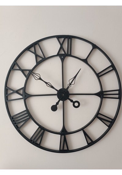Büyük Boy Roman Rakamlı Metal Duvar Saati 90x90 Cm