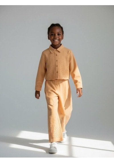 Zekids Kız Çocuk Taş Detaylı Tasarım İnce Dokulu Ceket Ve Pantolonlu Takım-17170 Turuncu Zekids Kız Çocuk Taş Detaylı Tasarım İnce Dokulu Ceket Ve Pantolonlu Takım-17170 Turuncu